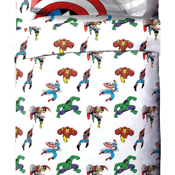 Marvel Avengers Comic Cool 5 Piece Twin Set Includes Comforter & Sheets - Picture 3 of 7